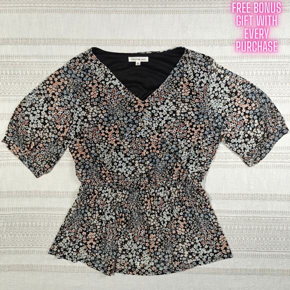 Perception Concept Floral Peplum Blouse XL lightweight new lined sheer - Picture 1 of 9